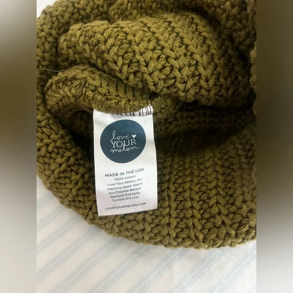 Love Your Melon Olive Green Classic cuffed Knit Beanie